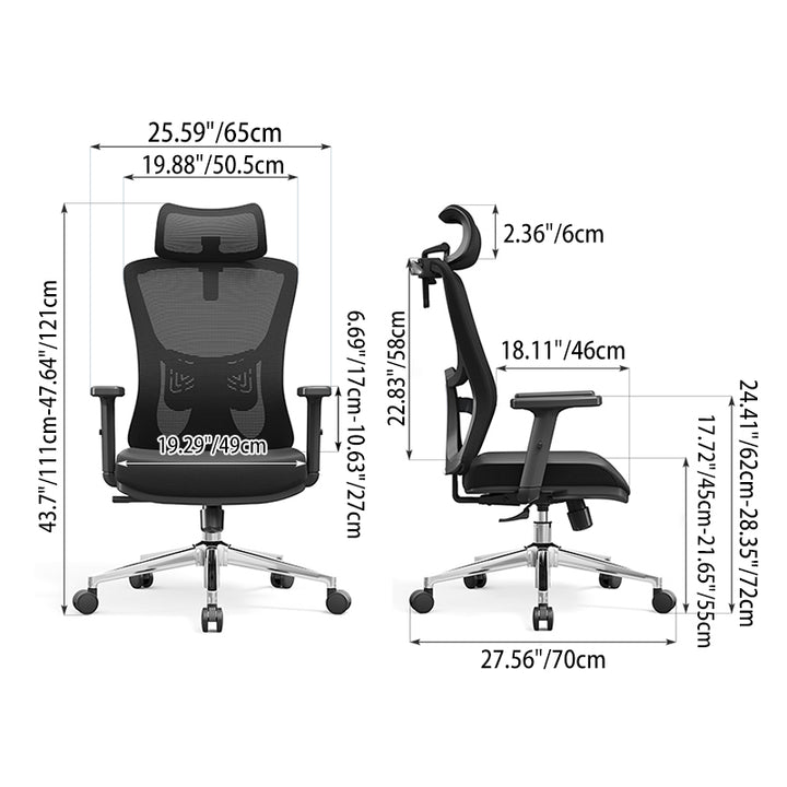 Modern Minimalist High-Back Mesh Executive Chair - High-Load Electroplated Base & Silent Casters Ergonomic Office Chair For Home Office