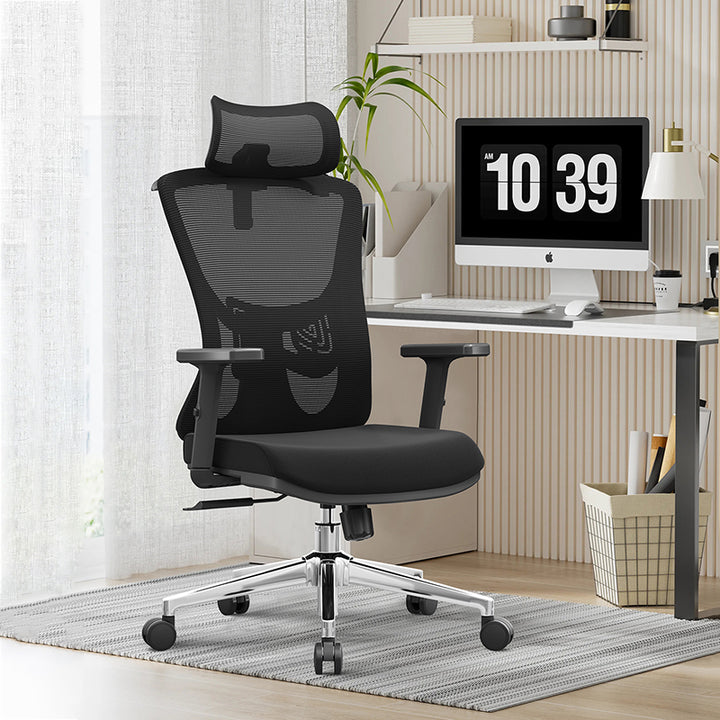 Modern Minimalist High-Back Mesh Executive Chair - High-Load Electroplated Base &amp; Silent Casters Ergonomic Office Chair For Home Office