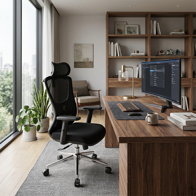 Modern Minimalist High-Back Mesh Executive Chair - High-Load Electroplated Base &amp; Silent Casters Ergonomic Office Chair For Home Office
