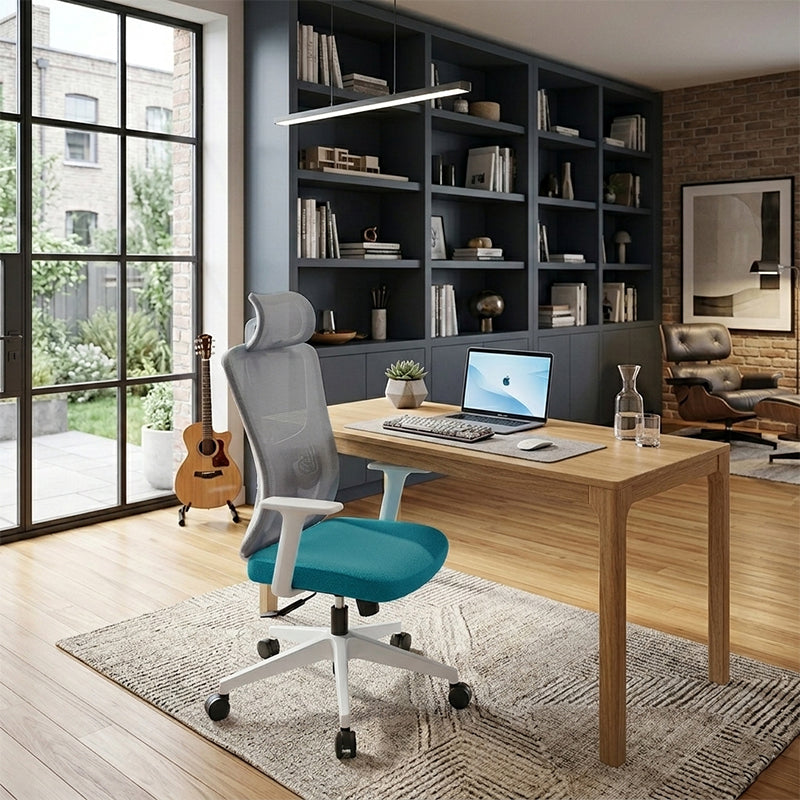Sleek Minimalist Mesh High-Back Manager Chair - 2D Adjustable TPU Armrests Ergonomic Office Chair For Home Office