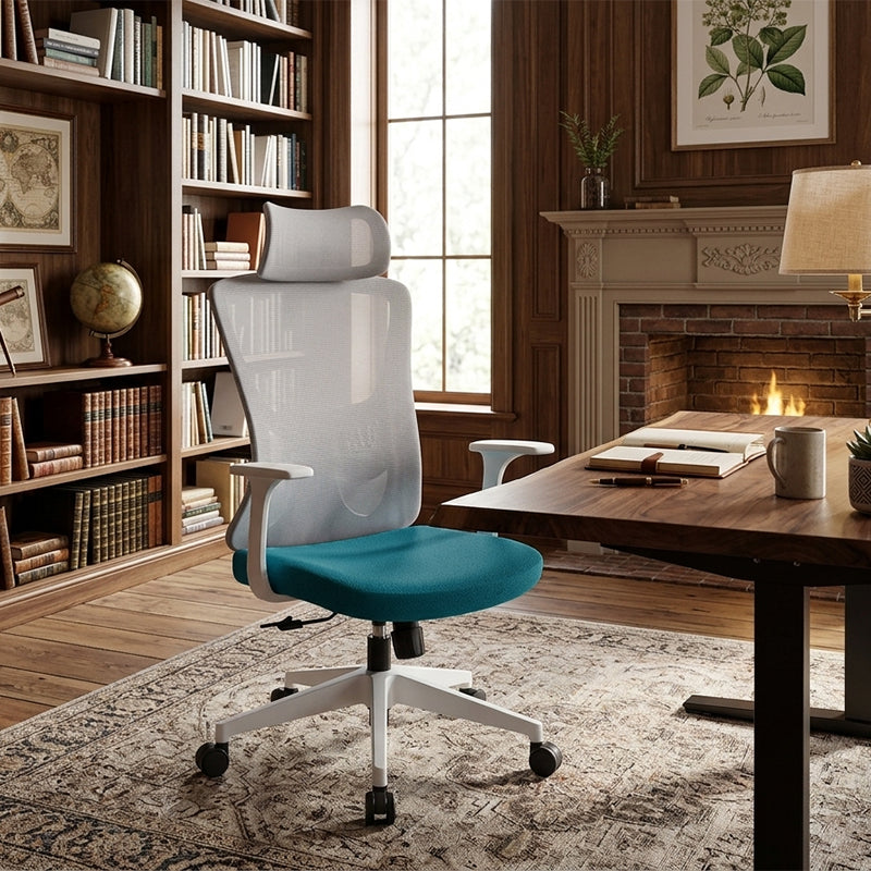 Sleek Minimalist Mesh High-Back Manager Chair - 2D Adjustable TPU Armrests Ergonomic Office Chair For Home Office
