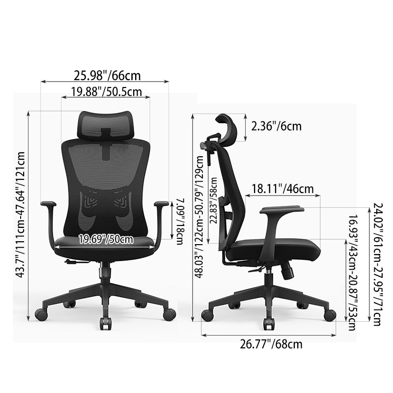 Versatile Minimalist Design High-Back Mesh Staff Chair - Soft Contoured Lumbar Support Office Chair For Home Office