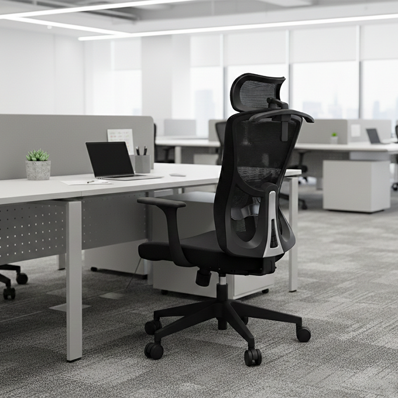 Versatile Minimalist Design High-Back Mesh Staff Chair - Soft Contoured Lumbar Support Office Chair For Home Office