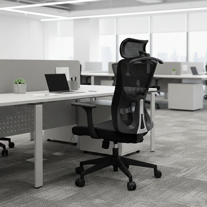 Versatile Minimalist Design High-Back Mesh Staff Chair - Soft Contoured Lumbar Support Office Chair For Home Office