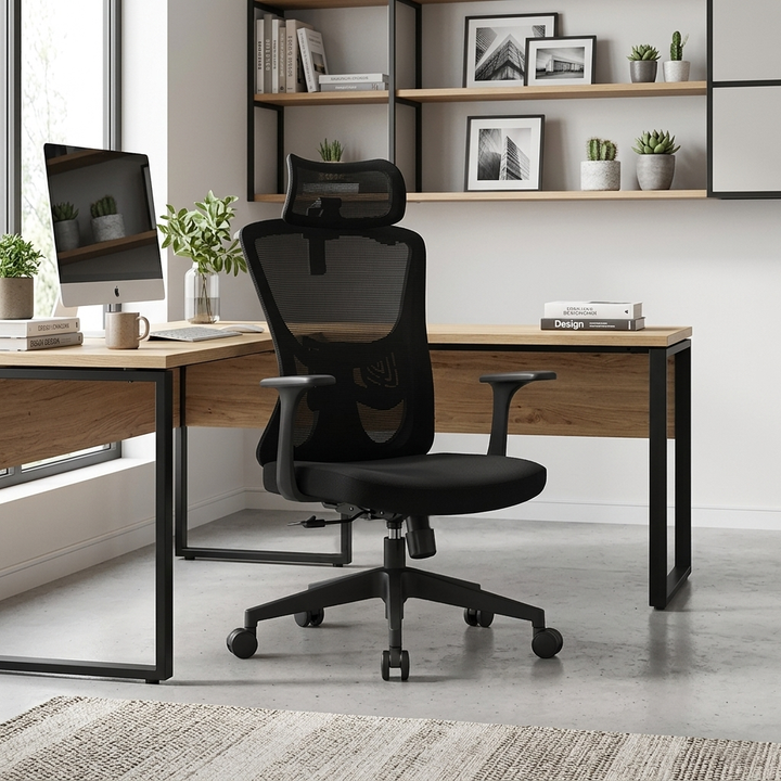 Versatile Minimalist Design High-Back Mesh Staff Chair - Soft Contoured Lumbar Support Office Chair For Home Office