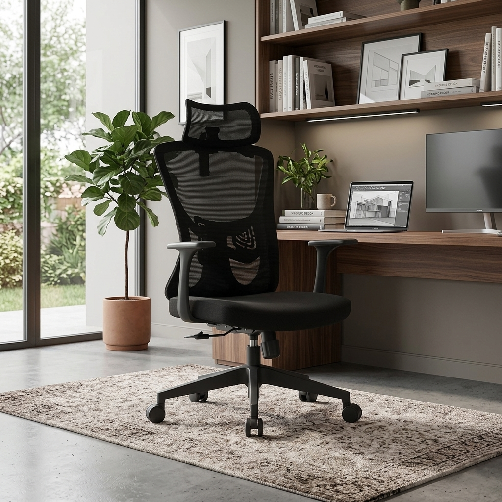 Versatile Minimalist Design High-Back Mesh Staff Chair - Soft Contoured Lumbar Support Office Chair For Home Office