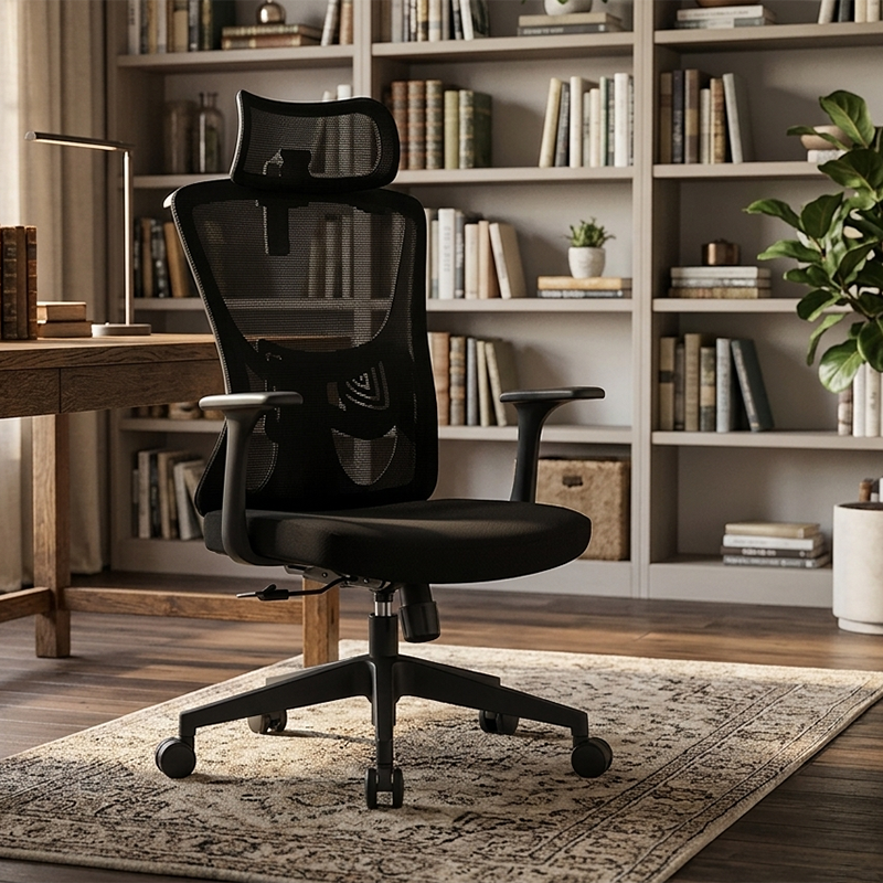 Versatile Minimalist Design High-Back Mesh Staff Chair - Soft Contoured Lumbar Support Office Chair For Home Office