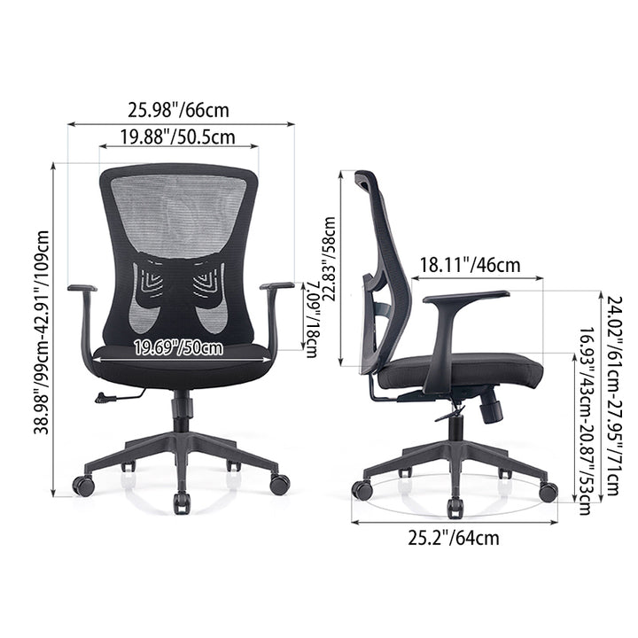 Modern Minimalist Mid-Back Mesh Office Staff Chair - Breathable Mesh Backrest Ergonomic Lumbar Support Desk Chair For Home Office