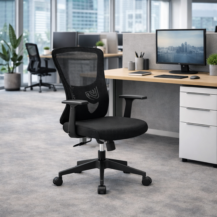 Modern Minimalist Mid-Back Mesh Office Staff Chair - Breathable Mesh Backrest Ergonomic Lumbar Support Desk Chair For Home Office