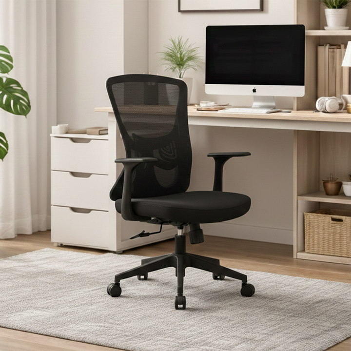 Modern Minimalist Mid-Back Mesh Office Staff Chair - Breathable Mesh Backrest Ergonomic Lumbar Support Desk Chair For Home Office