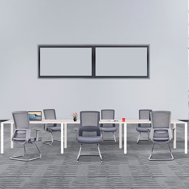 Modern Gray Ergonomic Mesh Visitor Chair With Lumbar Support - Heavy-Duty Cantilever Desk Chair With Electroplated Steel Frame For Home Office