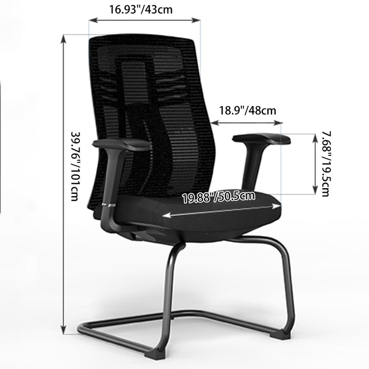 Modern Ergonomic Executive Mesh Desk Chair With Adjustable Lumbar Support - Black Sled Base Meeting Seating Office Chair For Home Office