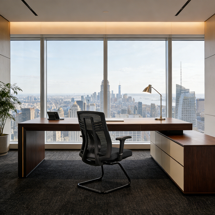 Modern Ergonomic Executive Mesh Desk Chair With Adjustable Lumbar Support - Black Sled Base Meeting Seating Office Chair For Home Office