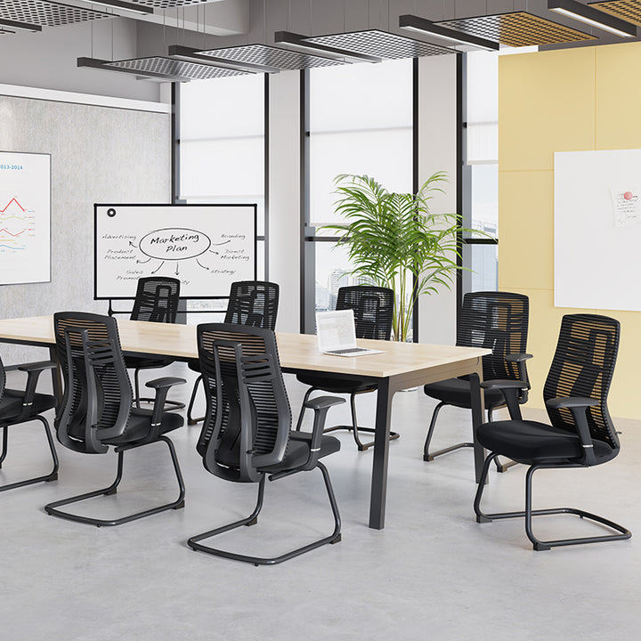 Modern Ergonomic Executive Mesh Desk Chair With Adjustable Lumbar Support - Black Sled Base Meeting Seating Office Chair For Home Office