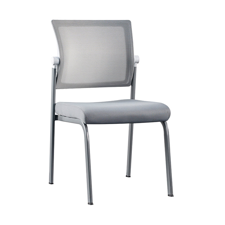 Moderner ergonomischer Bürostuhl aus weißem und grauem Mesh - Professioneller Konferenz- und Besucherstuhl mit robuster Stahlbasis, Schreibtischstuhl für das Homeoffice 
