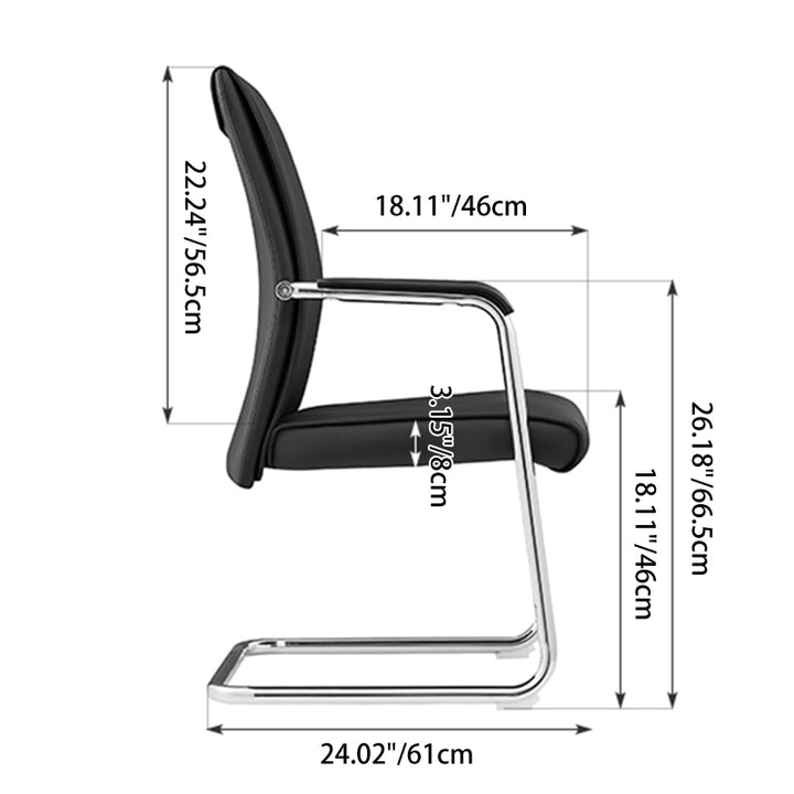 Modern Cantilever Desk Chair With Heavy-Duty Steel Frame & High-Density Foam - Black Executive Office Chair For Home Office