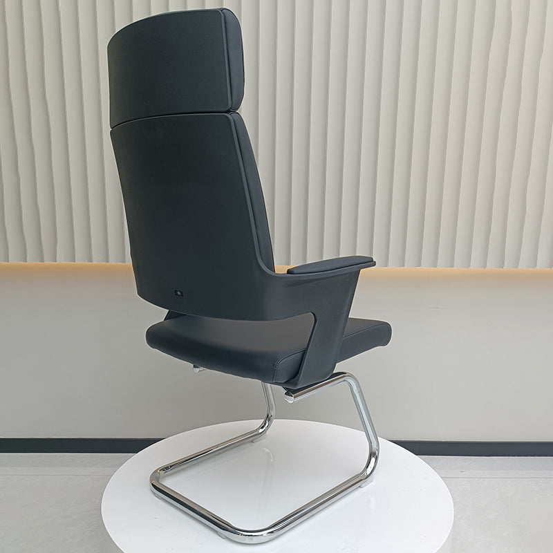 Modern Executive High-Back Black PU Leather Top Grain Leather Desk Chair - Cantilever Office Chair With 180° Swivel &amp; Auto-Return Function For Home Office