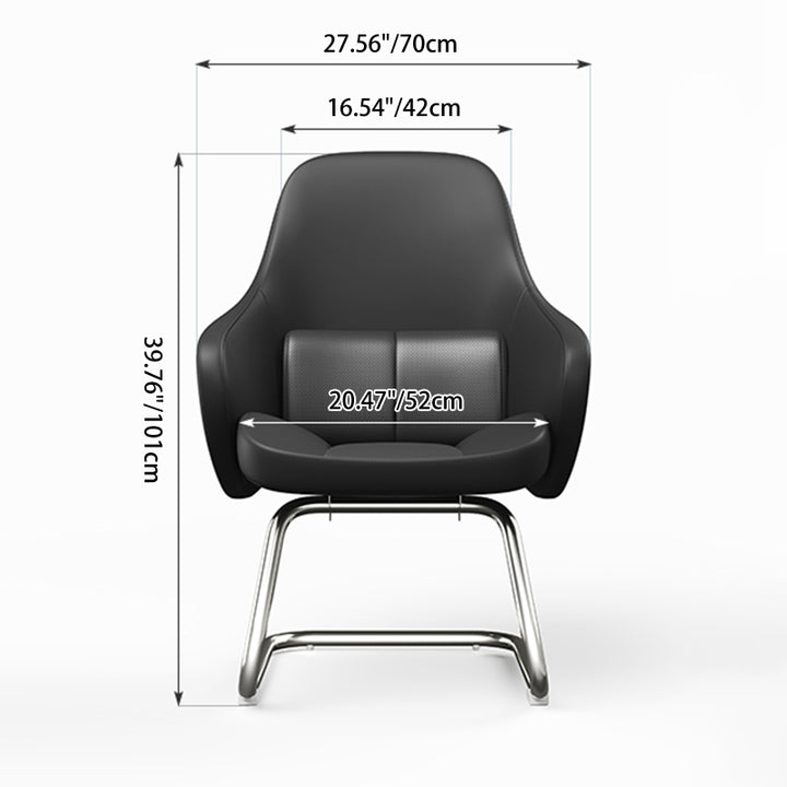 Modern Luxury Executive Conference Office Chair With Silicone Faux Leather - Polished Chrome Frame Desk Chair For Home Office