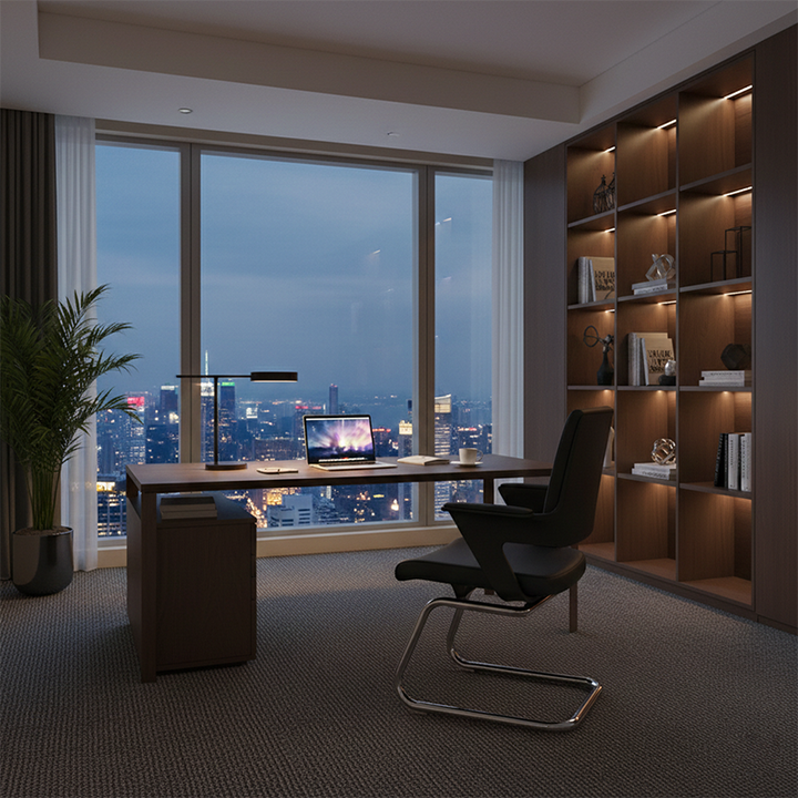 Modern High Back Executive PU Leather Conference Desk Chair - 180° Swivel Return Base Office Chair For Home Office