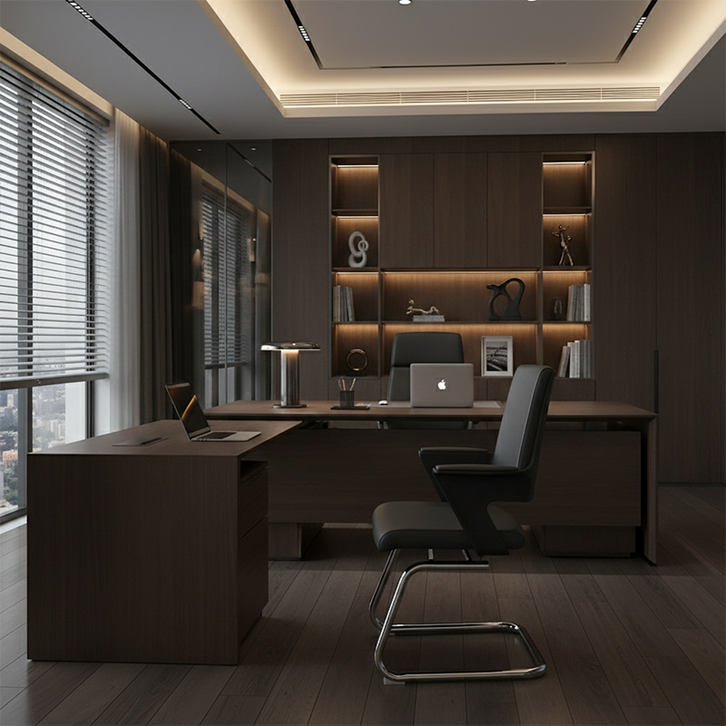 Modern High Back Executive PU Leather Conference Desk Chair - 180° Swivel Return Base Office Chair For Home Office