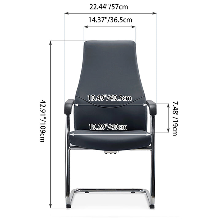 Modern Luxury Executive PU Leather Office Chair With Chrome Sled Base - Ergonomic Support Desk Chair For Home Office