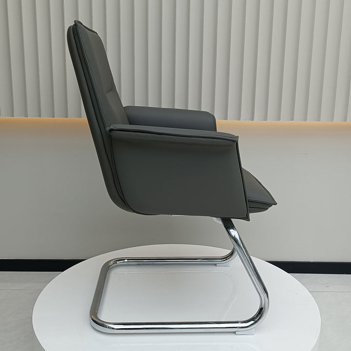 Modern Corporate Reception Desk Chair With Molded Wood Core - Luxury Executive Office Chair With Chrome Arch Frame For Home Office