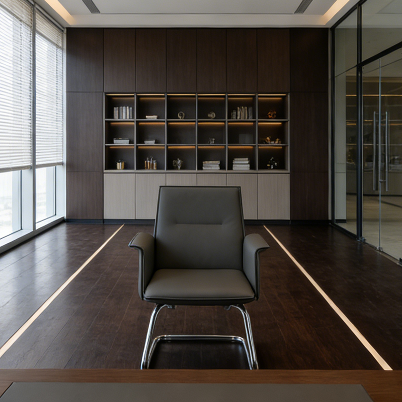 Modern Corporate Reception Desk Chair With Molded Wood Core - Luxury Executive Office Chair With Chrome Arch Frame For Home Office