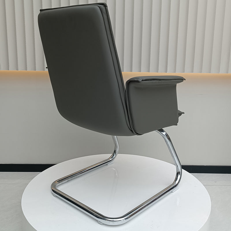 Modern Corporate Reception Desk Chair With Molded Wood Core - Luxury Executive Office Chair With Chrome Arch Frame For Home Office