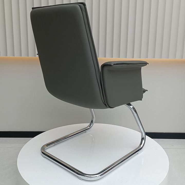Modern Corporate Reception Desk Chair With Molded Wood Core - Luxury Executive Office Chair With Chrome Arch Frame For Home Office