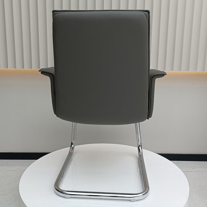 Modern Corporate Reception Desk Chair With Molded Wood Core - Luxury Executive Office Chair With Chrome Arch Frame For Home Office