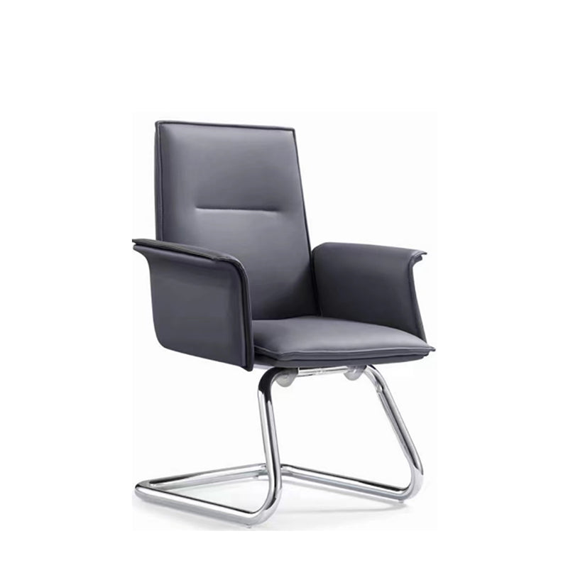 Modern Corporate Reception Desk Chair With Molded Wood Core - Luxury Executive Office Chair With Chrome Arch Frame For Home Office