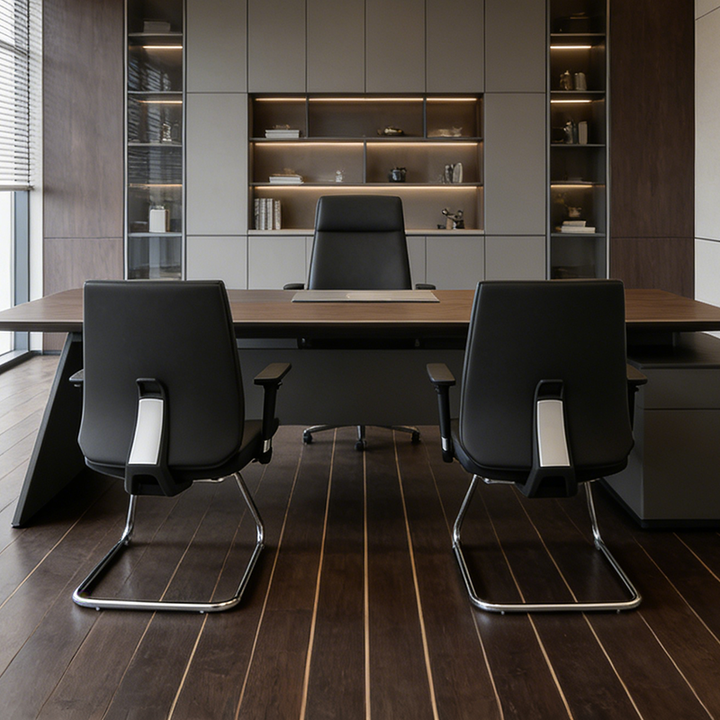 Modern Corporate Executive Desk Chair With 3D Multi-Directional Armrests & PU Leather - High-End Office Reception Chair For Home Office