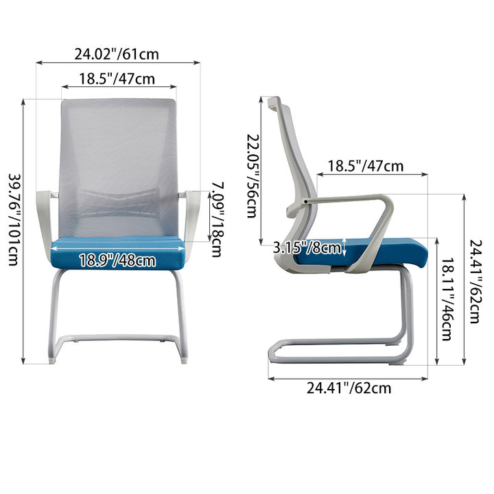 Modern High Back Executive Mesh Chair With Ergonomic Support - Blue Seat Cushion White Frame Desk Chair For Home Office
