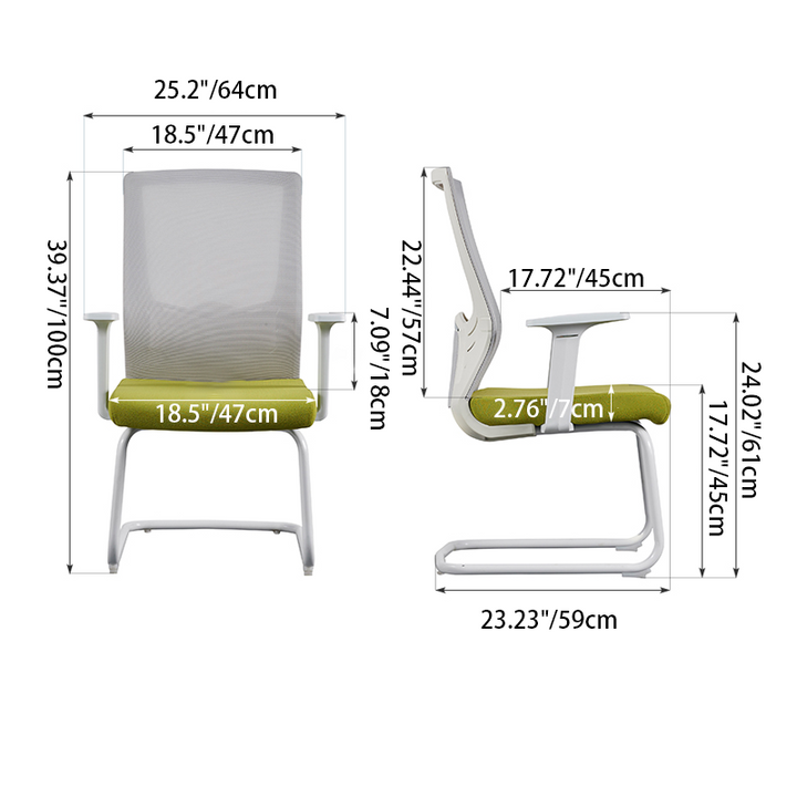 Modern Executive Breathable Mesh Office Chair With White Cantilever Frame - Ergonomic Support Desk Chair For Home Office