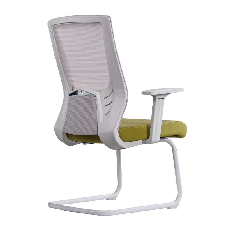 Moderner atmungsaktiver Executive-Bürostuhl aus Mesh mit weißem Freischwinger-Gestell - ergonomischer Schreibtischstuhl für das Homeoffice 