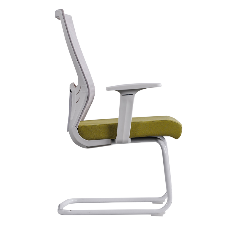Moderner atmungsaktiver Executive-Bürostuhl aus Mesh mit weißem Freischwinger-Gestell - ergonomischer Schreibtischstuhl für das Homeoffice 