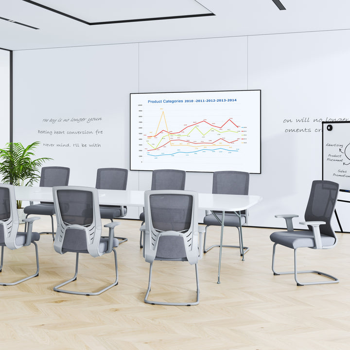 Modern Gray Ergonomic Mesh Conference Desk Chair - Gray Frame & Breathable Seat Office Chair For Home Office