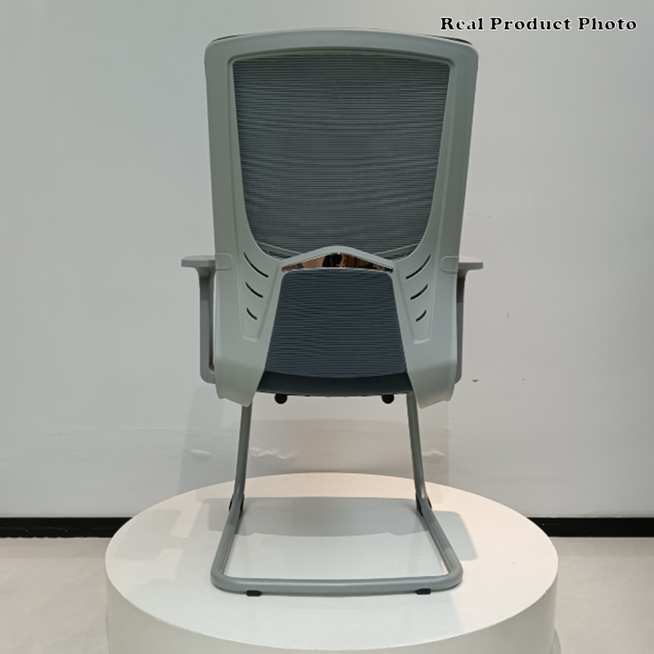 Modern Gray Ergonomic Mesh Conference Desk Chair - Gray Frame &amp; Breathable Seat Office Chair For Home Office