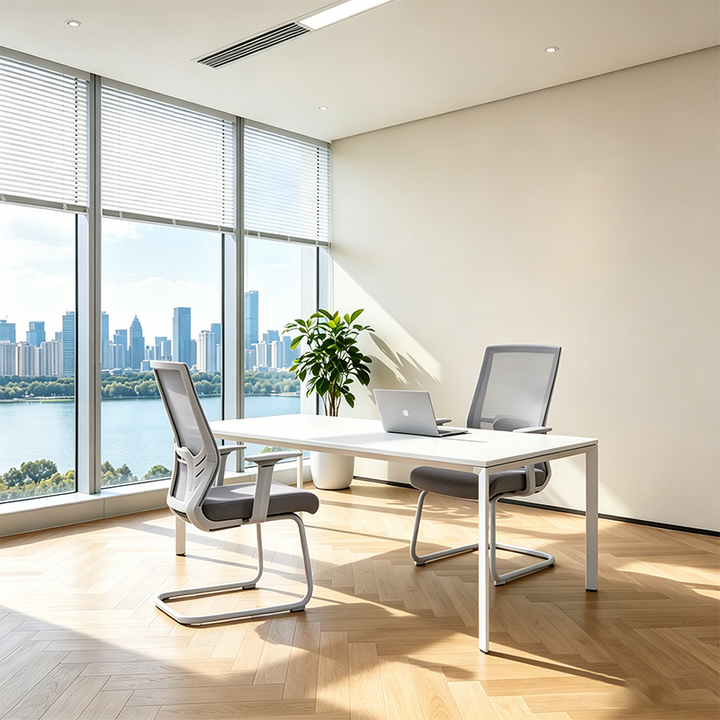Modern Gray Ergonomic Mesh Conference Desk Chair - Gray Frame &amp; Breathable Seat Office Chair For Home Office