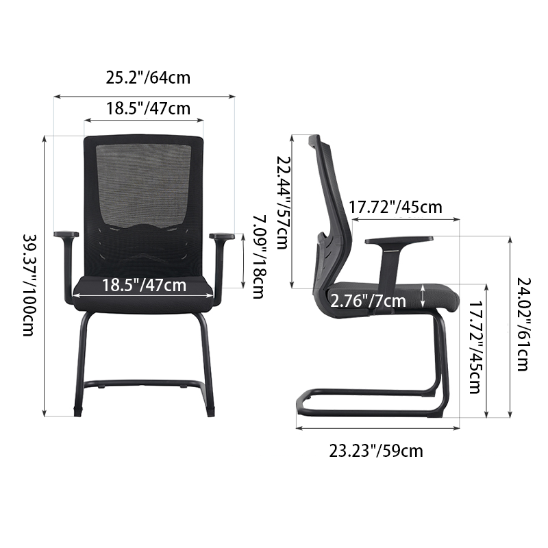 Modern Black Breathable Mesh Conference Desk Chair - Black Frame &amp; Breathable Seat Office Chair For Home Office