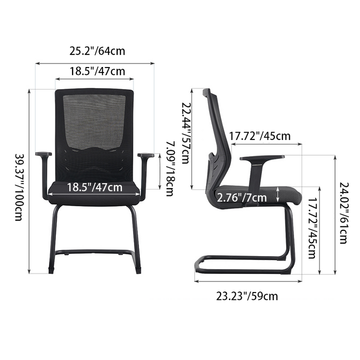 Modern Black Breathable Mesh Conference Desk Chair - Black Frame & Breathable Seat Office Chair For Home Office