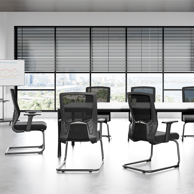 Modern Black Breathable Mesh Conference Desk Chair - Black Frame &amp; Breathable Seat Office Chair For Home Office