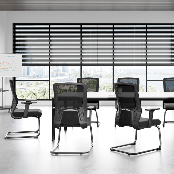 Modern Black Breathable Mesh Conference Desk Chair - Black Frame & Breathable Seat Office Chair For Home Office