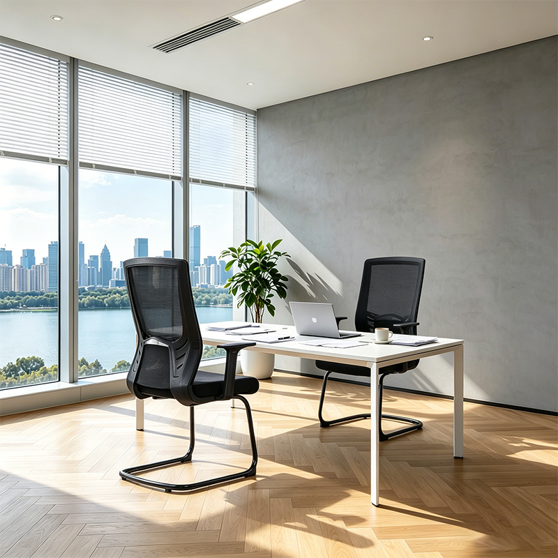 Modern Black Breathable Mesh Conference Desk Chair - Black Frame &amp; Breathable Seat Office Chair For Home Office