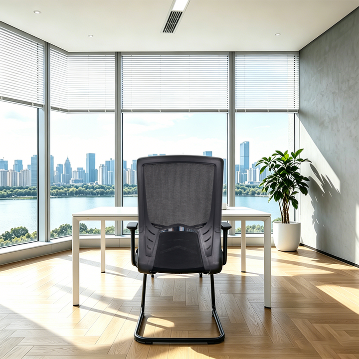 Modern Black Breathable Mesh Conference Desk Chair - Black Frame &amp; Breathable Seat Office Chair For Home Office