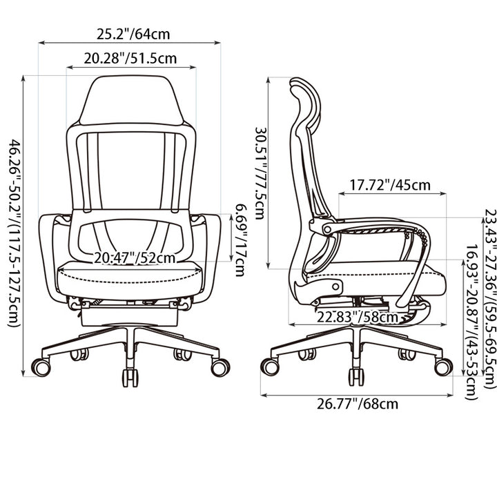 Modern Executive Ergonomic Office Chair With Footrest - High Back Mesh Desk Chair With 150° Recline For Home Office