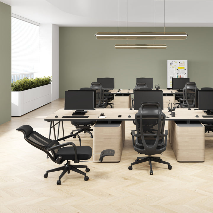 Modern Executive Ergonomic Office Chair With Footrest - High Back Mesh Desk Chair With 150° Recline For Home Office