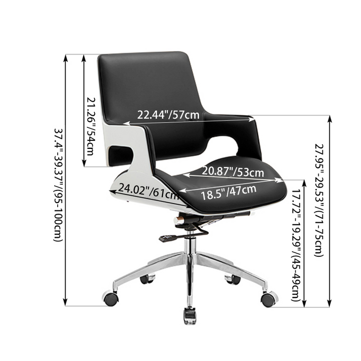 Modern Mid Back Office Chair With Aluminum Base - Swivel Desk Chair With Ergonomic Cushion & SGS Gas Lift For Home Office