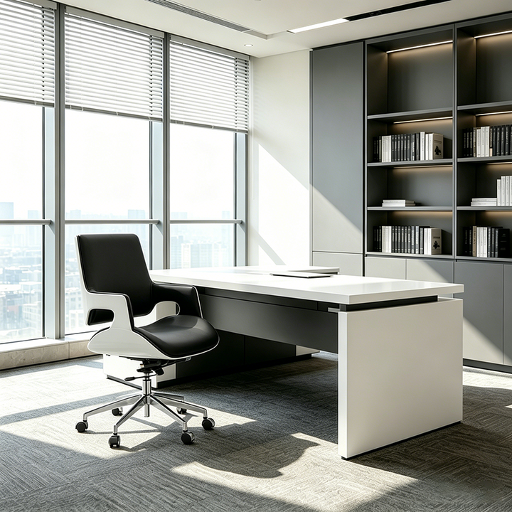 Modern Mid Back Office Chair With Aluminum Base - Swivel Desk Chair With Ergonomic Cushion & SGS Gas Lift For Home Office