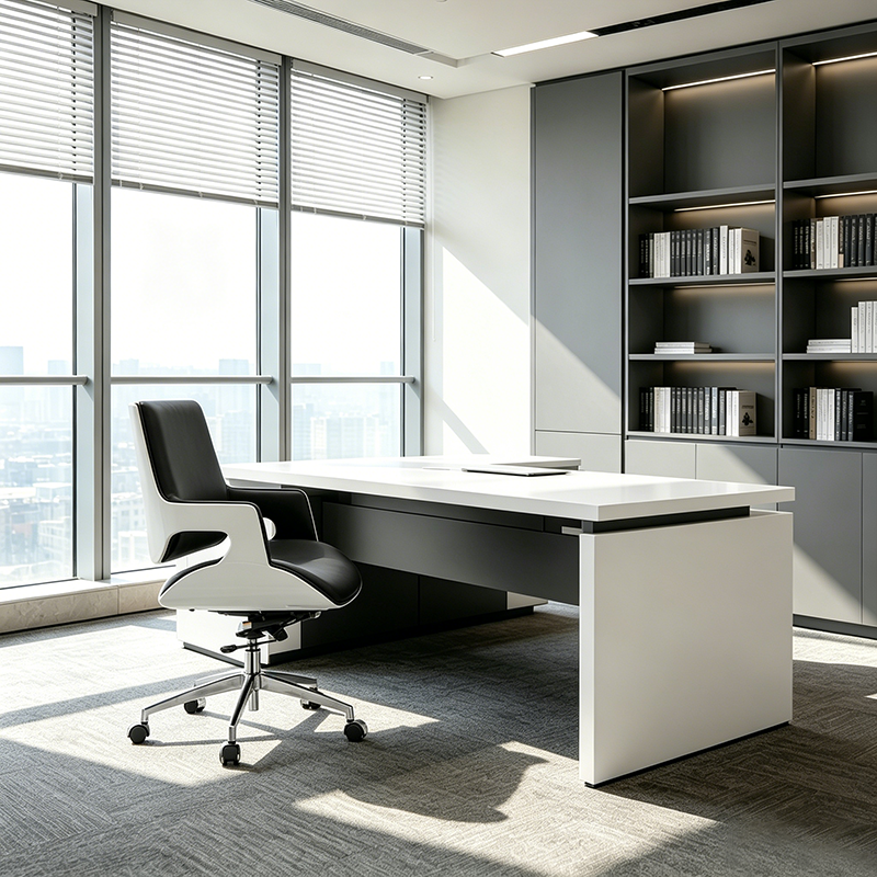 Modern Mid Back Office Chair With Aluminum Base - Swivel Desk Chair With Ergonomic Cushion &amp; SGS Gas Lift For Home Office